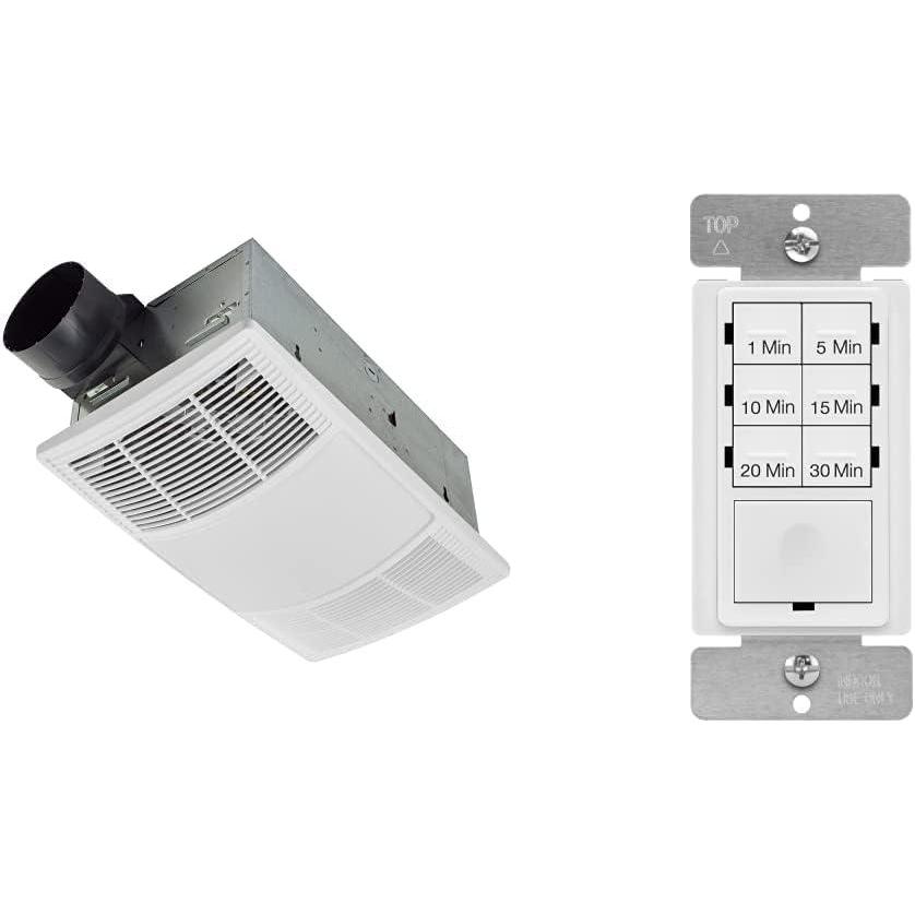 imageBroanNuTone PowerHeat Bathroom Exhaust Fan Heater Light and Enerlites Countdown Timer Switch BundleLED
