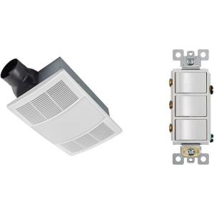 imageBroanNuTone BHFLED110 PowerHeat Bathroom Exhaust Fan Heater and LED Light Combination 110 CFM ampamp P3RW ThreeRocker Switch for Bathroom Exhaust Fan White Wall Control Knob