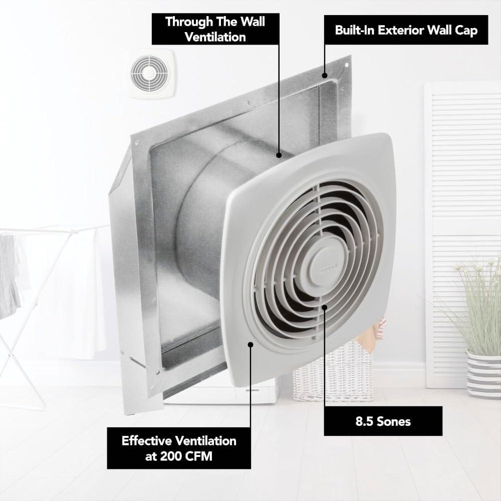imageBroanNuTone 509 ThroughtheWall Ventilation Fan White Cover 200 CFM 85 Sones 8quotFan  200 CFM