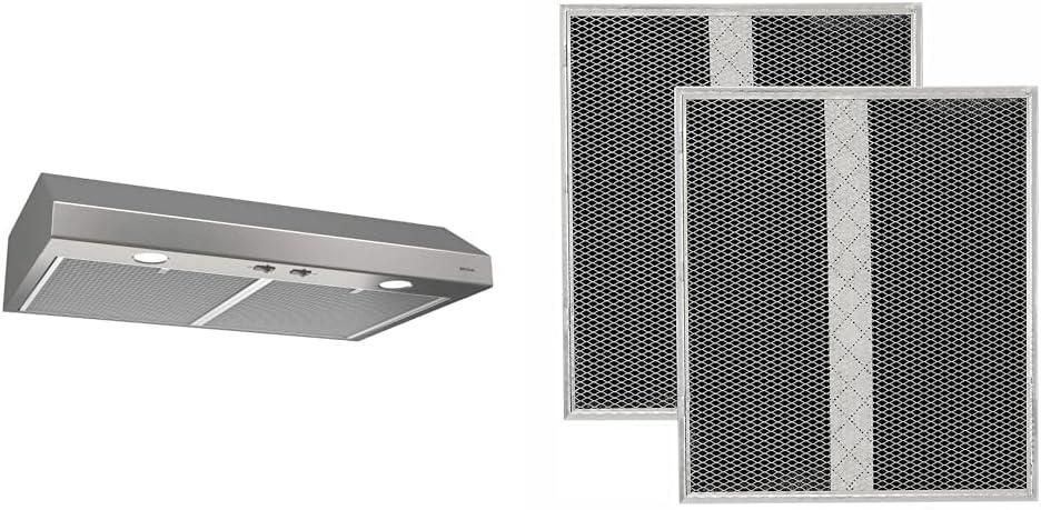 imageBroanNuTone Glacier 36inch UnderCabinet 4Way Convertible Range Hood with 2Speed Exhaust Fan and Light BisqueStainless Steel