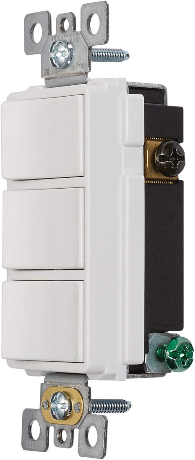 imageBroanNuTone P3RW ThreeRocker Switch for Bathroom Exhaust Fan White Wall Control Knob3 Switch