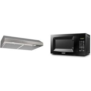 imageBroanNuTone BCSQ130SS ThreeSpeed Glacier UnderCabinet Range Hood with LED Lights ADA Capable ampamp COMFEE EM720CPLPMB Countertop Microwave Oven with Sound OnOff