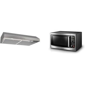 imageBroanNuTone BCSQ130SS ThreeSpeed Glacier UnderCabinet Range Hood with LED Lights ADA Capable ampamp TOSHIBA EM131A5CSS Countertop Microwave Oven