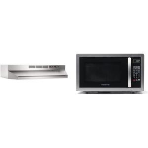 imageBroanNuTone 413004 NonDucted Ductless Range Hood with Lights Exhaust Fan for Under Cabinet ampamp Farberware Countertop Microwave 1000 Watts 11 cu ft  Microwave Oven With LED Lighting