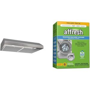 imageBroanNuTone BCSQ130SS ThreeSpeed Glacier UnderCabinet Range Hood with LED Lights ADA Capable ampamp Affresh Washing Machine Cleaner 6 Month Supply Cleans Front Load and Top Load Washers Including HE